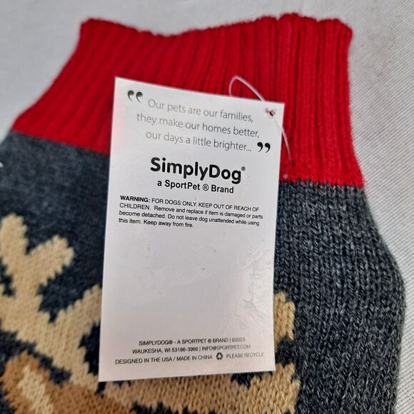 Simply Dog Christmas Sweater Size S Reindeer Gray Multi - Picture 5 of 5